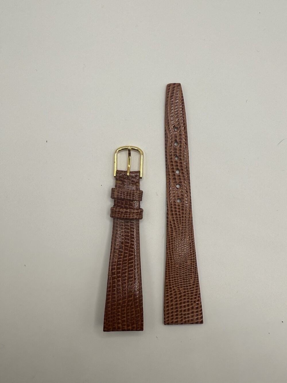 16mm KREISLER Genuine Lizard Tan NOS Vintage Watch Band & Gold Buckle